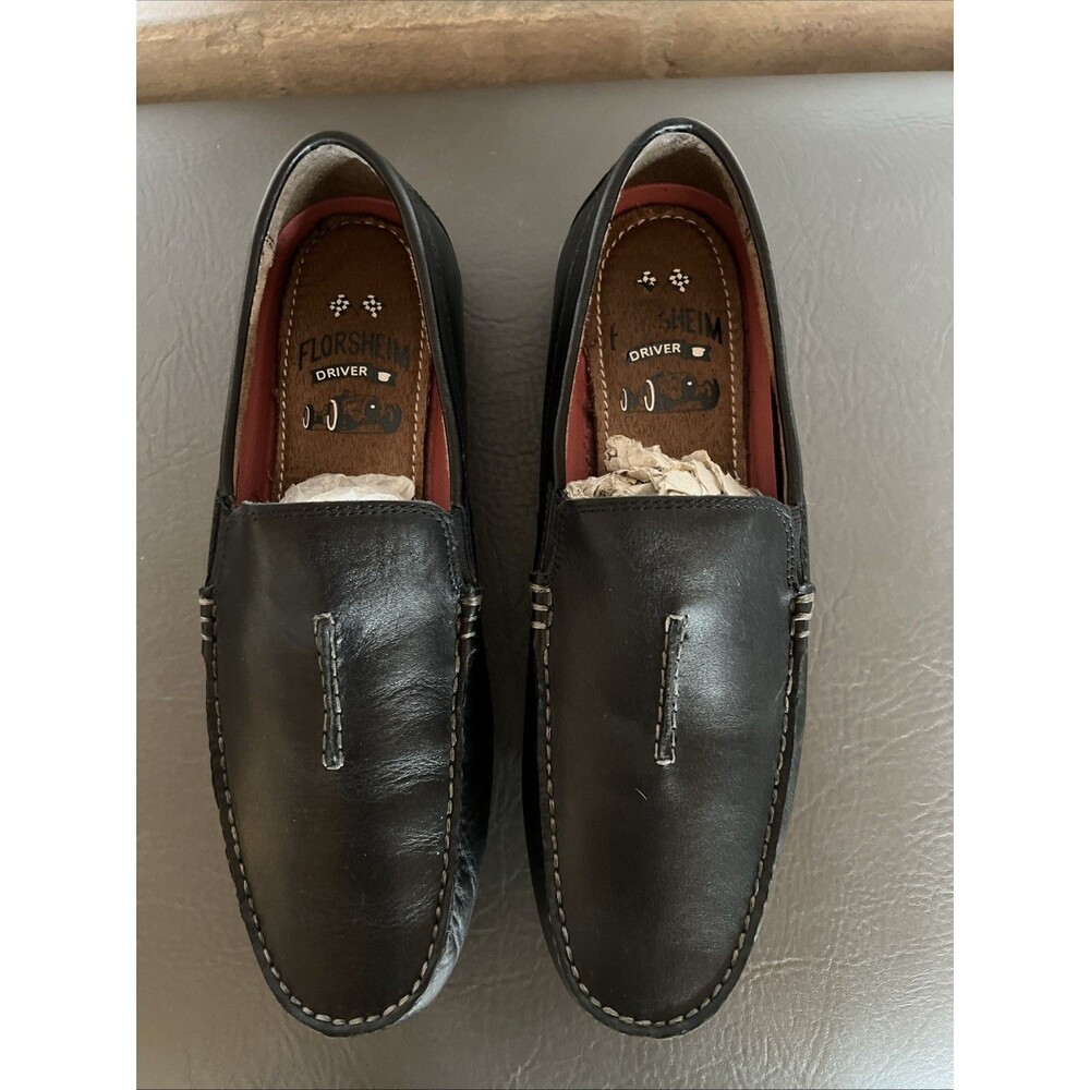 Florsheim Driver Moc Toe Loafers Leather Size 10 M Black